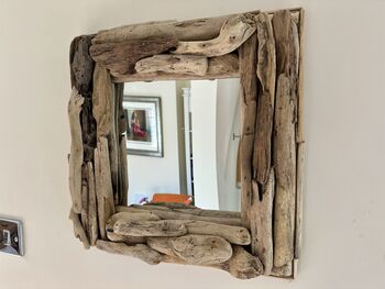 43cm Square Handmade Driftwood Wall Mirror, 4 of 10