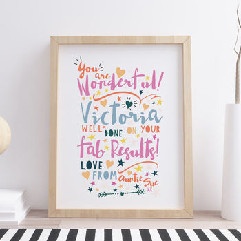 Personalised You Are Wonderful Exam Results Print, 2 of 4
