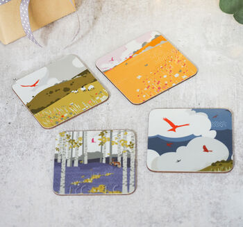 Set Of Four Countryside Melamine And Cork Coasters, 3 of 3