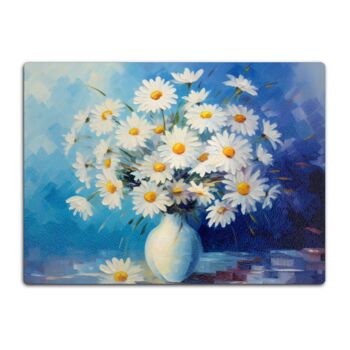 Sunlit Daisies In Blue Textured Glass Chopping Board, 8 of 8