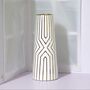White Gold Stripe Ceramic Home Decor Flower Vase, thumbnail 2 of 7