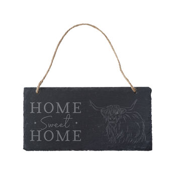 Highland Cow 'Home Sweet Home' Illustrated Slate Sign, 2 of 2