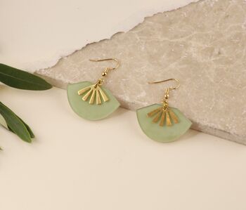 Art Deco Jade Stone Drop Statement Earrings, 3 of 8