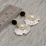 Pearl, Raw Black Onyx Sterling Silver Earrings, thumbnail 2 of 6