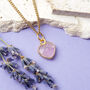 Healing Rose Quartz Heart Gemstone Gold Plated Necklace, thumbnail 2 of 10