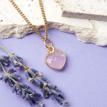 Healing Rose Quartz Heart Gemstone Gold Plated Necklace, 2 of 10