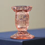 Vintage Glass Mid Century Art Deco Candlestick Pink, thumbnail 2 of 3