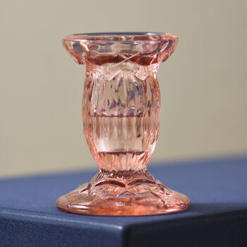 Vintage Glass Mid Century Art Deco Candlestick Pink, 2 of 3