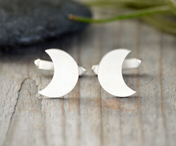 Handmade Sterling Silver Moon Cufflinks, 2 of 4