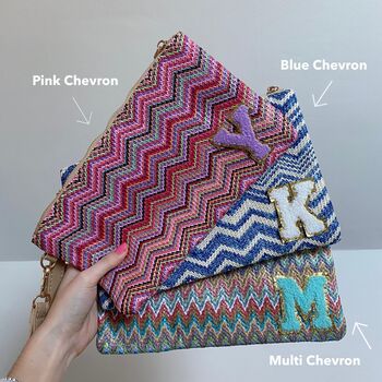 Personalised Chevron Stripe Pouch Wristlet Clutch Bag, 4 of 8