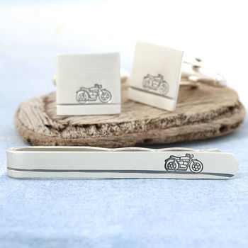 Personalised Motorbike Cufflinks. Gift For Dad, 10 of 11