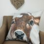 Baby Blue Moo, Faux Suede Cow Cushion, thumbnail 1 of 7