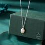 Natural Droplet Pearl Necklace In Sterling Silver, thumbnail 5 of 12