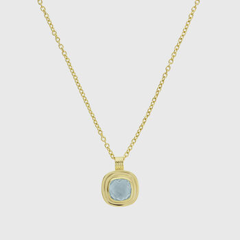 California Cushion Blue Topaz Gold Plated Necklace, 3 of 4
