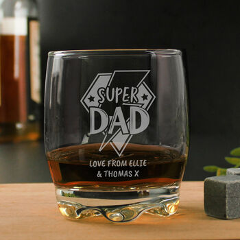 Whisky Gifts Personalised Super Dad Whisky Glass, 4 of 4