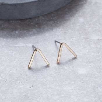Simple Gold Colour V Shaped Stud Earrings, 2 of 3