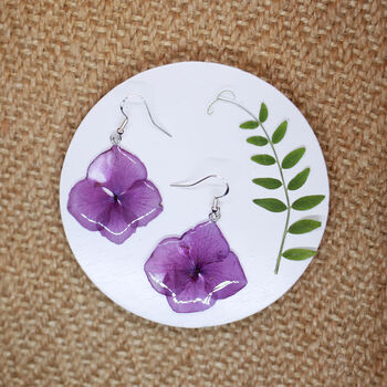 Purple Flower Sterling Silver Or Gold Earrings, 3 of 4