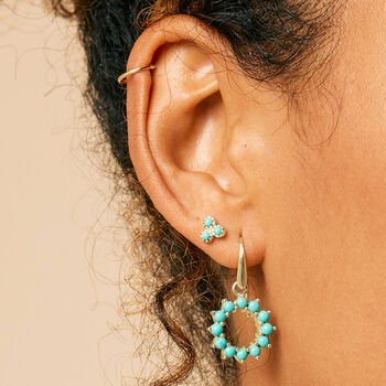 Threeni Turquoise Stud Earrings Silver Or Gold Plated, 3 of 10