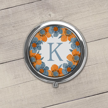 Personalised Orange And Blue Floral Pill Box, 2 of 2