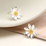 Two Tone Daisy Flower Stud Earrings In Sterling Silver, thumbnail 3 of 12