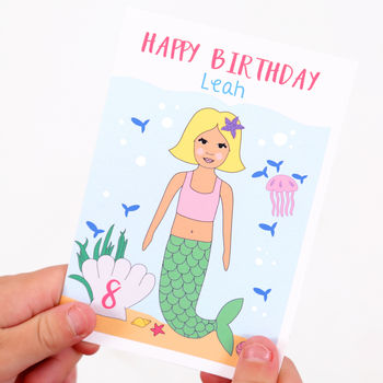 Mermaid Personalised Birthday Card, 3 of 4