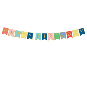 Colourful And Gold Foil Flag Birthday Banner, 4 of 4