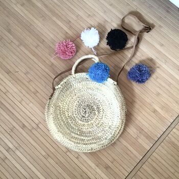 Cross Body Round Handmade Basket With/ Without Pom Pom, 6 of 6