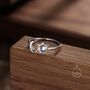 Sterling Silver Moonstone Moon And Sun Open Ring, thumbnail 4 of 10