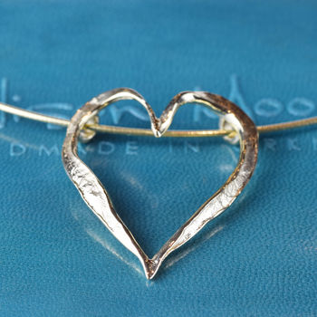 Solid 9ct Gold Textured Open Heart Necklet, 4 of 6