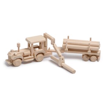 Handmade Wooden Tractor Toy With Loading Crane, 2 of 2