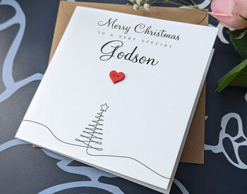 Personalised Handmade Christmas Card For Special Godson, 3 of 4