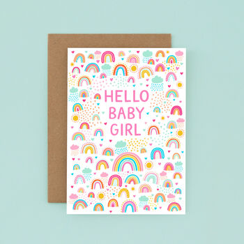 New Baby Girl Card, Rainbow New Baby Card, 2 of 2