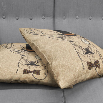 Brown Cushion Cover With Mr. Reindeer Theme, 4 of 7