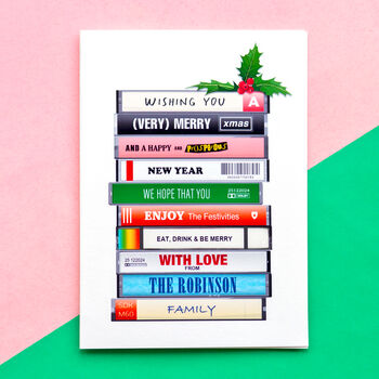 Personalised Cassette Tape Christmas Cards, 2 of 5