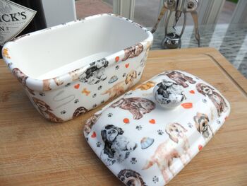 Lidded Butterdish In Cockerpoo Design, 7 of 12