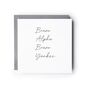 Baby Phonetic Alphabet Greeting Card – Bravo Alpha Bravo Yankee, thumbnail 1 of 5