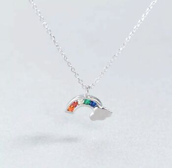 Sterling Silver Rainbow Pendant Necklace, 3 of 7