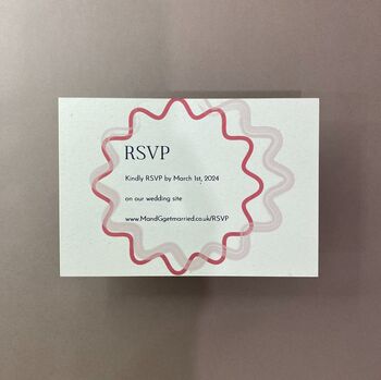 Modern, Wavy Bordered Invitation Suite In Pink And Red, 4 of 8