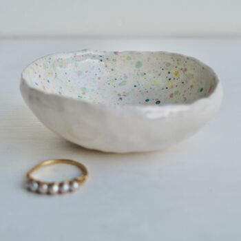 Personalised Pottery Wedding Gift Splatter Ring Dish, 4 of 9