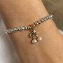 Cherry Charm Silver Stretch Bracelet, thumbnail 2 of 4