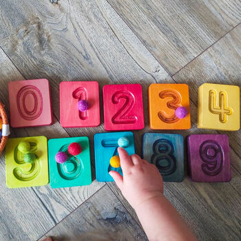 Handcrafted Wooden Number Cuboids In Rainbow, 7 of 11