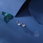 Sterling Silver Sapphire Blue Cz Bezel Internally Threaded Flat Back Earrings, thumbnail 2 of 10