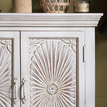 Decorative Vintage White Wooden Two Door Cupboard, 2 of 2