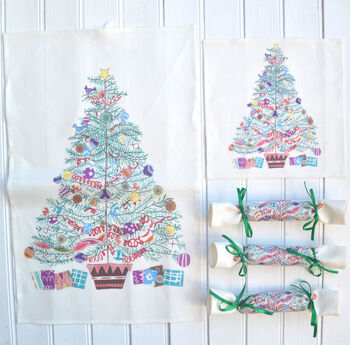 'Oh Christmas Tree' Linen T Towel, 4 of 4