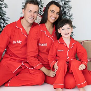 Women's Personalised Christmas Red Cotton Pyjamas, 2 of 6