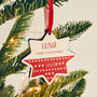 Personalised First Christmas Scandi Maple Wood Bauble, thumbnail 2 of 4