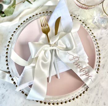 Personalised Satin Bow Place Setting, 3 of 5