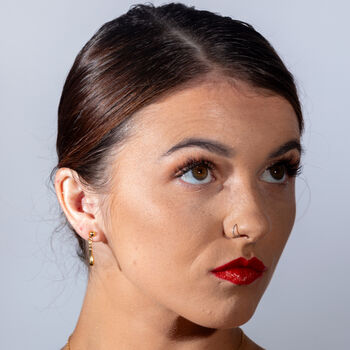 Short Drop Designer Earrings In 18ct Gold Vermeil, 3 of 4