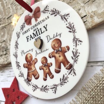 First Christmas As A Family Acrylic Decoration Gingerbread, 2 of 3