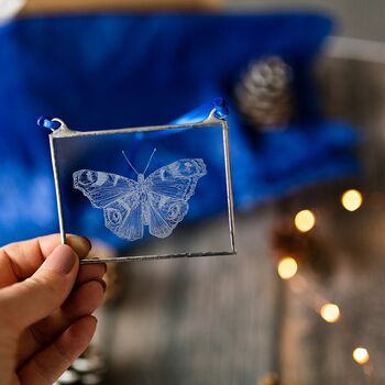 Butterfly Engraved Glass Decoration, 2 of 5